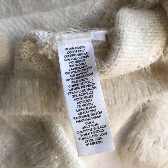 LOFT Sequin Stripe Soft Textured Sweater in Cream - Picture 7 of 7